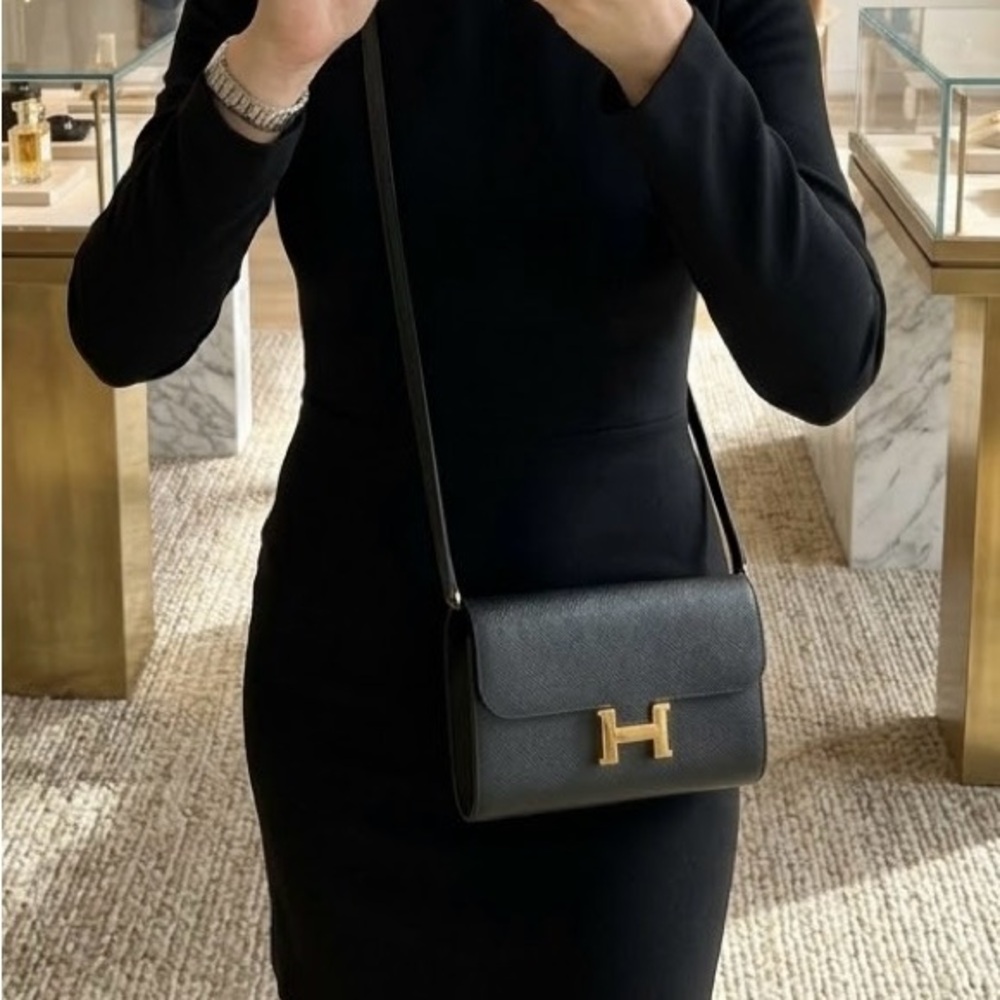 Black Constance To Go Wallet on Strap - Gold Hardware - Picture 12 of 12